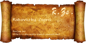 Rakovszky Zseni névjegykártya